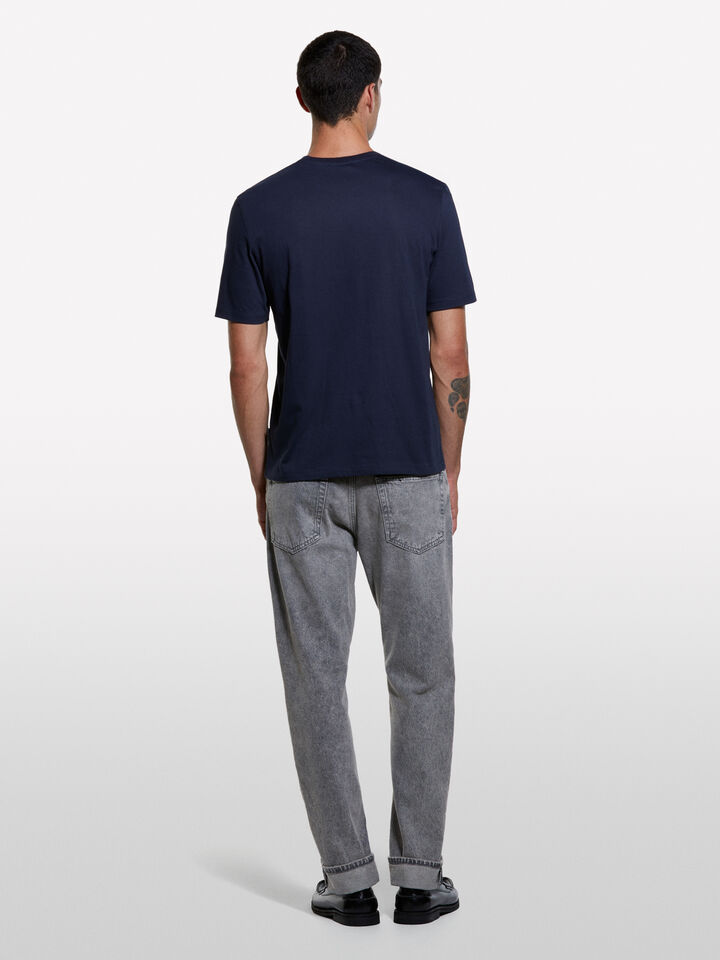 T-shirt de manga curta regular fit azul-escuro - t-shirt de manga curta para homem - Azul-Escuro | Sisley image number 2